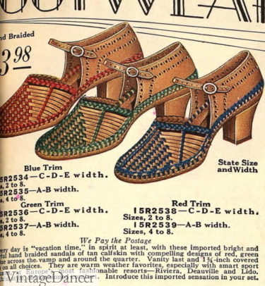 1929 Huarache style sandals with heels 1930s women summer shoes