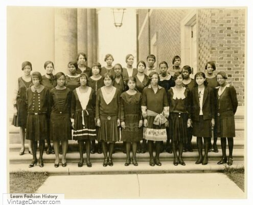 1929 Spellmen college girls in their day dresses, African American women girls 1920s fashion