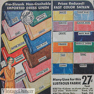 1930 colors in fashion fabrics