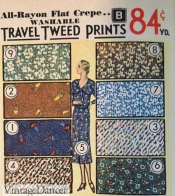 1930 printed tweed fabric