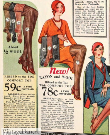 1930 ribbed wool stockings