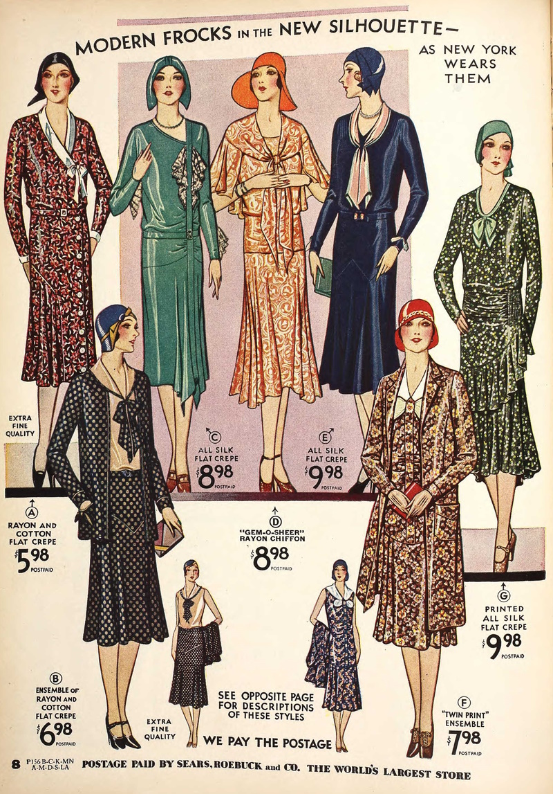 1930 dresses year 1930 Sears spring dress styles 30s thirties fashion women