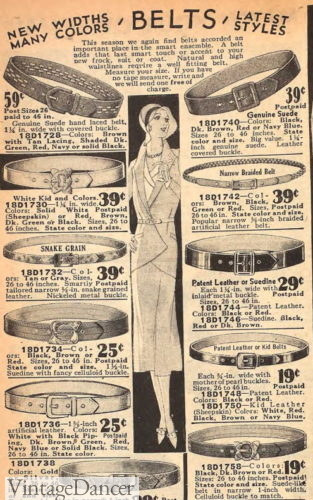 1930s women belts