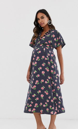 1930s flutter sleeve maternity dress is perfect 