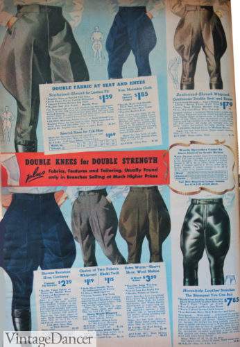 1930s mens breeches in cloth or leather riding pants