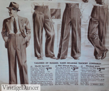1930 men corduroy pants trousers