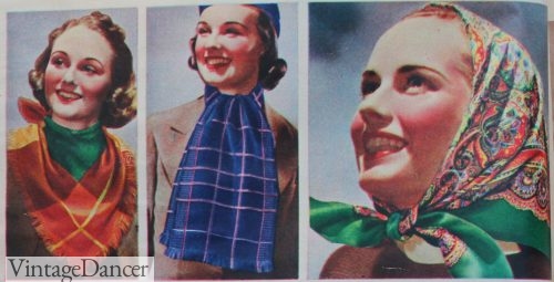 1930s scarves tied around the head or neck