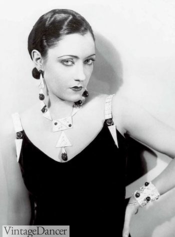 Gloria Swanson in Art Deco design jewelry