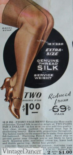 1930s silk stockings for plus sizes called outsizes