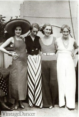 1930s women's pants and beach pajamas at vintagedancer.com