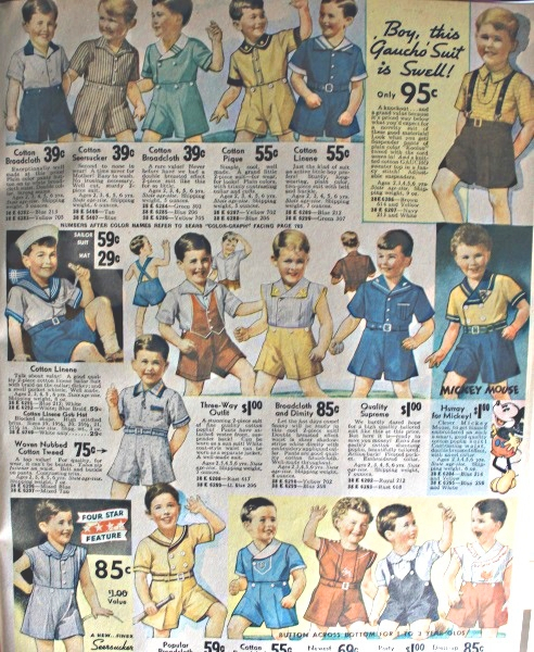 1930's boy's rompers and playclothes for toddlers catalog ad at VintageDancer