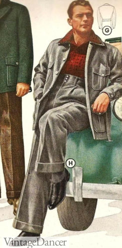 1930s men Corduroy work/casual jacket and pant set