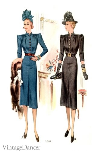late 1930s dresses with shoulder pads