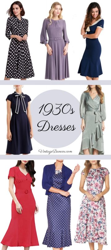 1930s dresses 1930s style dresses 30s dresses day dresses vintage tea dresses vintage midi dresses Old Hollywood dress @vintagedancer.com