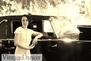 Vintage 1930s dress and car