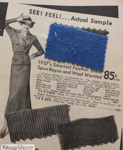 1930s crepe wool blend fabric made into several textures- squares, stripes or smooth