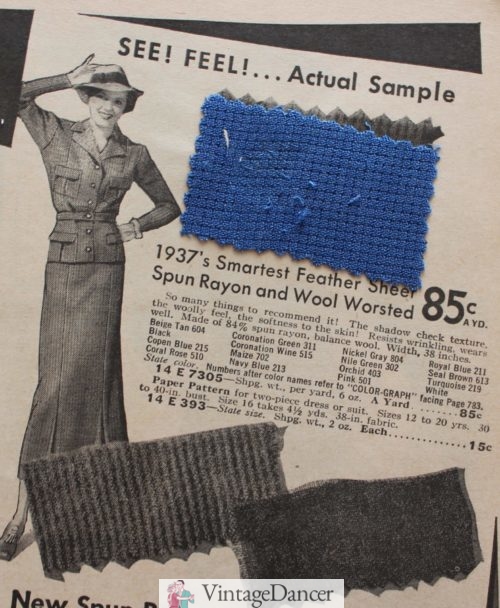 1937 crepe wool blend made into several textures- squares, stripes or smooth