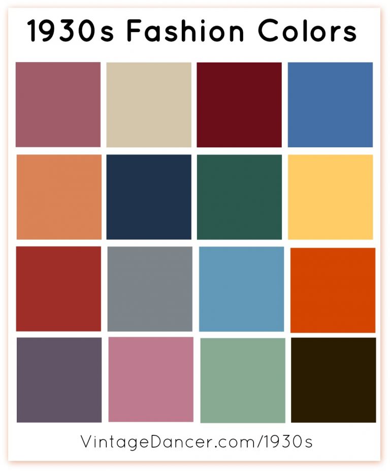What colors were worn in the 1930s?