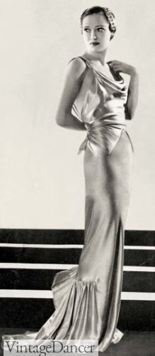 Elsa Schiaparelli's satin evening Art Deco gown