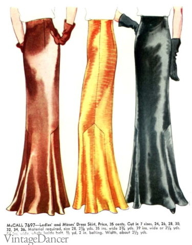 1930s Long Evening Skirts 1930s women