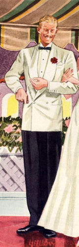 1930s mens evening wear white/ivory dinner jacket, shawl collar