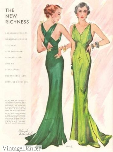 1930s green evening gowns dress