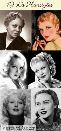 1930s hairstyles for short and long, curly and waved.