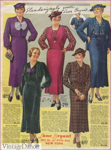 1930s PLus Size Ladies Dresses by Lane Bryant