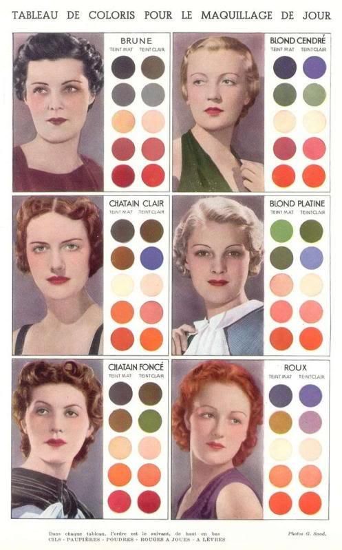 1930s daytime makeup colors for every hair color