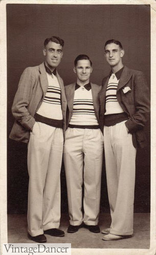 1930s young college men in boating shirts and blazers