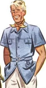 1930s men's casual bush shirt or hunter shirt or safari shirt