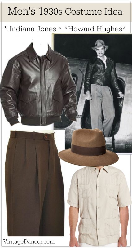 1930s Men's Costume for Howard Hughes or Indiana Jones. Get this look and others at VintageDancer.com