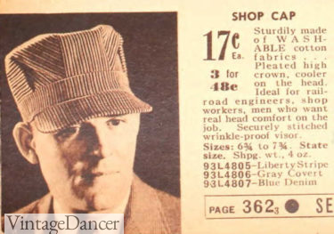 1930 shop cap - a striped "railroad" style hat