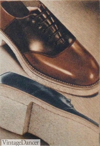 1930s mens saddle shoes with crepe rubber soles 1937