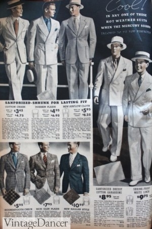 1937 Men's White and Grey Summer Suits at VintageDancer.com