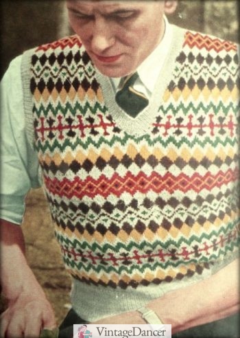 Men's Vintage Sweaters, Retro Jumpers 1920s to 1980s