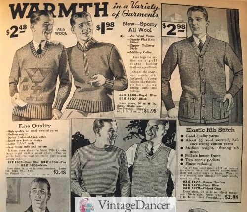 1937 young men's sweaters and vests