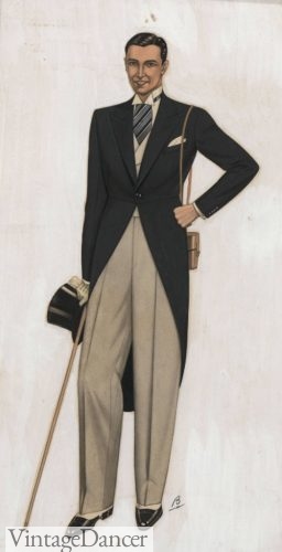 1930s morning suit with buff trousers