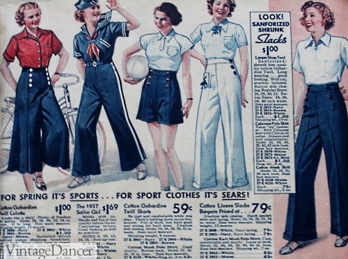 1937 Wide Leg Pant, Shorts and matching blouses