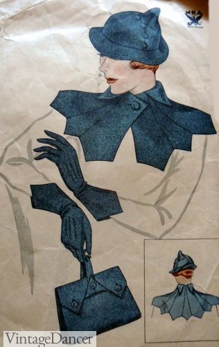 1930s sewing pattern for accessories including a finger strap bag