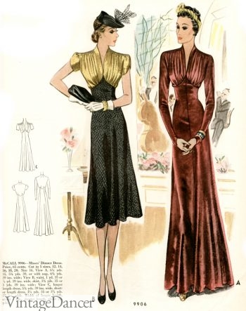 1930s long and short party dresses