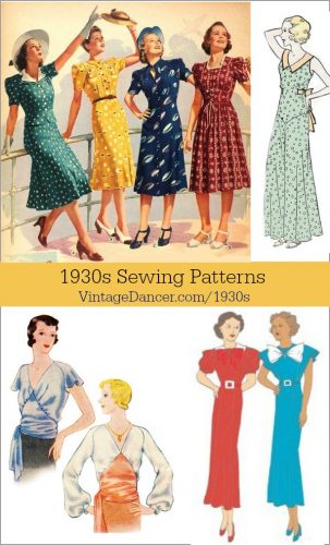 1930s sewing patterns you will love. Dresses, tops, skirts, coats, pants, lingerie, beach pajamas and more. VintageDancer.com/1930s