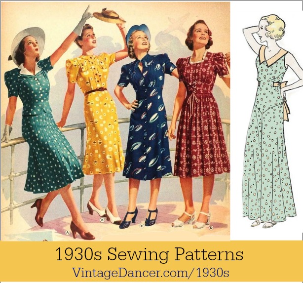 1930s Sewing Patterns Dresses, Pants, Tops