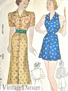 1930s shirtwaist dress playsuit pattern