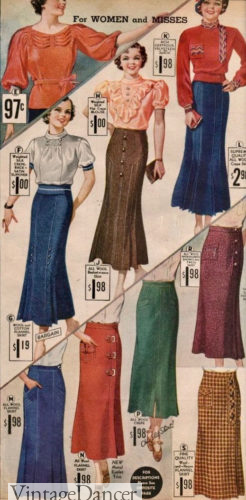 1930s Blouses and skirt 30s outfit ideas at VintageDancer