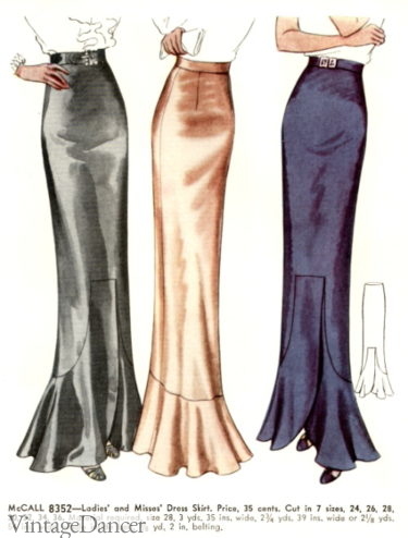 1930s Long Evening Skirts