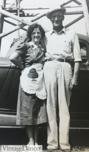 1930s khaki work pants and cotton work shirt
