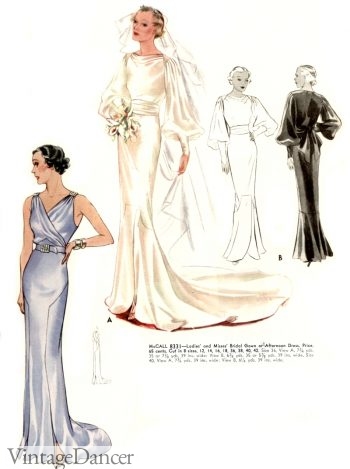 1930s wedding dress gown in a bias cut. Or evening dress.