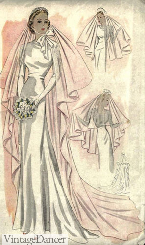 1930s wedding dress with plain long sleeves