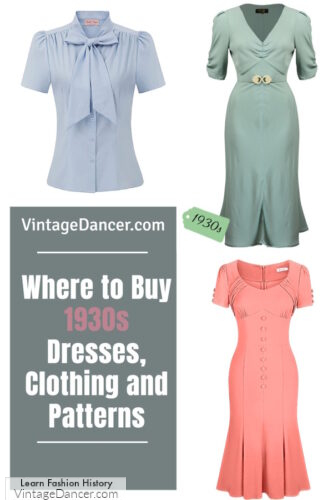 where to buy 1930s clothing. Where to buy 1930s reproduction clothing, shoes and sewing patterns for women. 